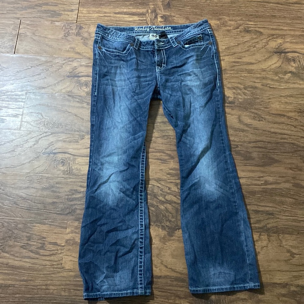 Vintage low rise bootcut Harley Davidson jeans
